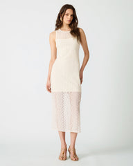 NYSSA Ivory Mesh Sleeveless Slit Women's Maxi Dress | Steve Madden