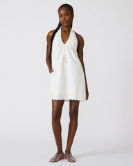 ADANA White Halter Eyelet Beads Women's Mini Dress | Steve Madden