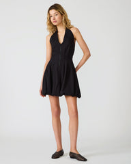 DIANNA Black Zipper Bubble Halter Women's Mini Dress | Steve Madden