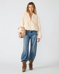 MAVIS Snow White Faux Fur Zip-Up Women's Jacket | Steve Madden