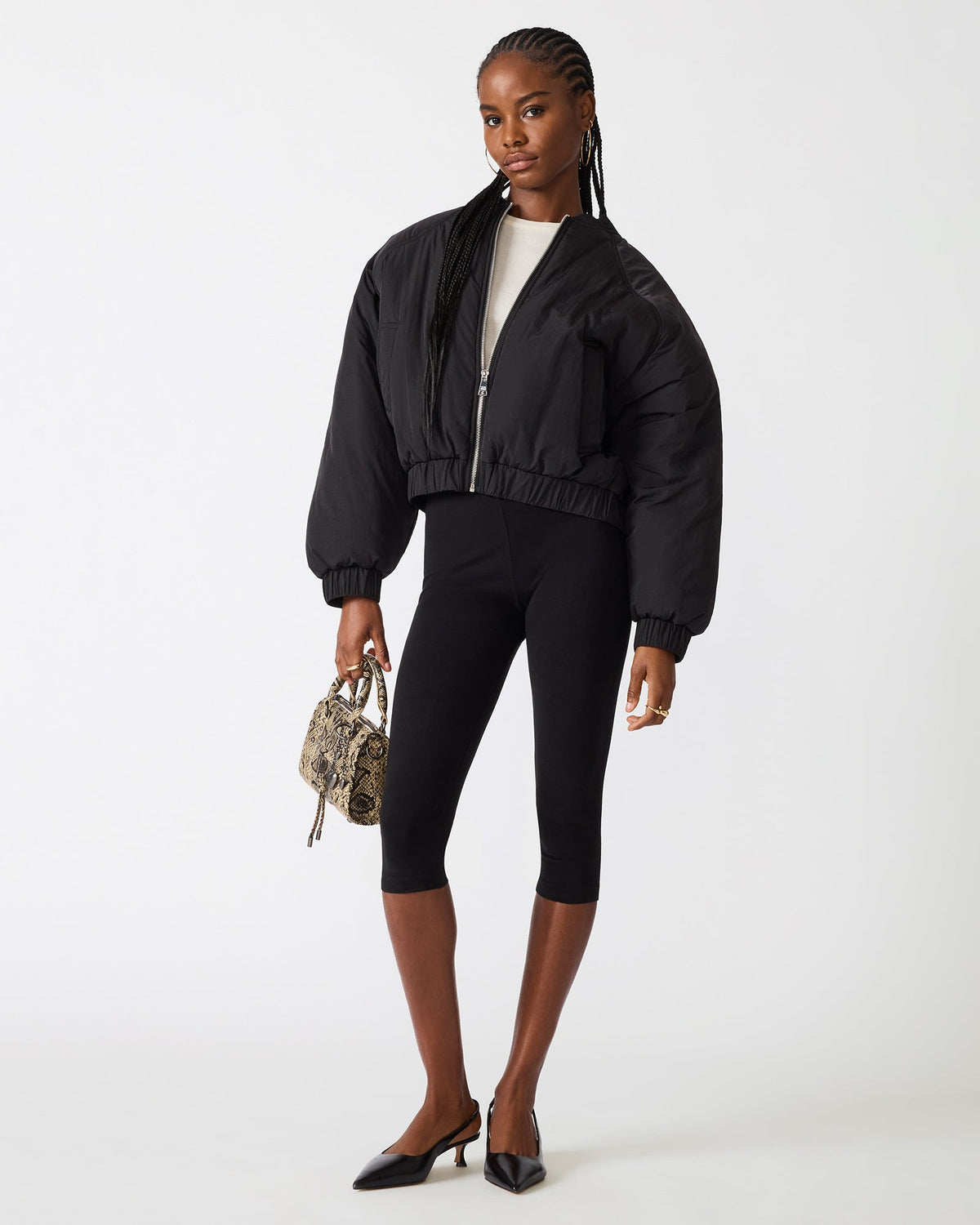 ADORE Black Bomber-Inspired Long Sleeve Women's Jacket | Steve Madden