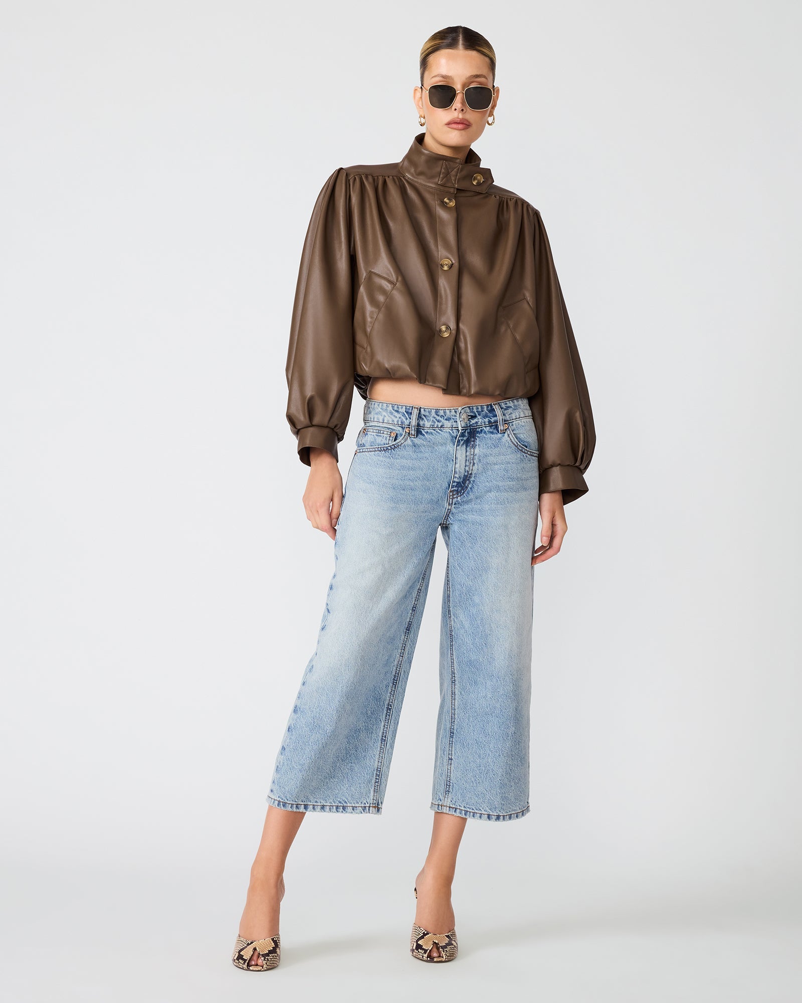 DEEDEE Coco Long-Sleeved Button-Up Collared Women's Jacket | Steve Madden