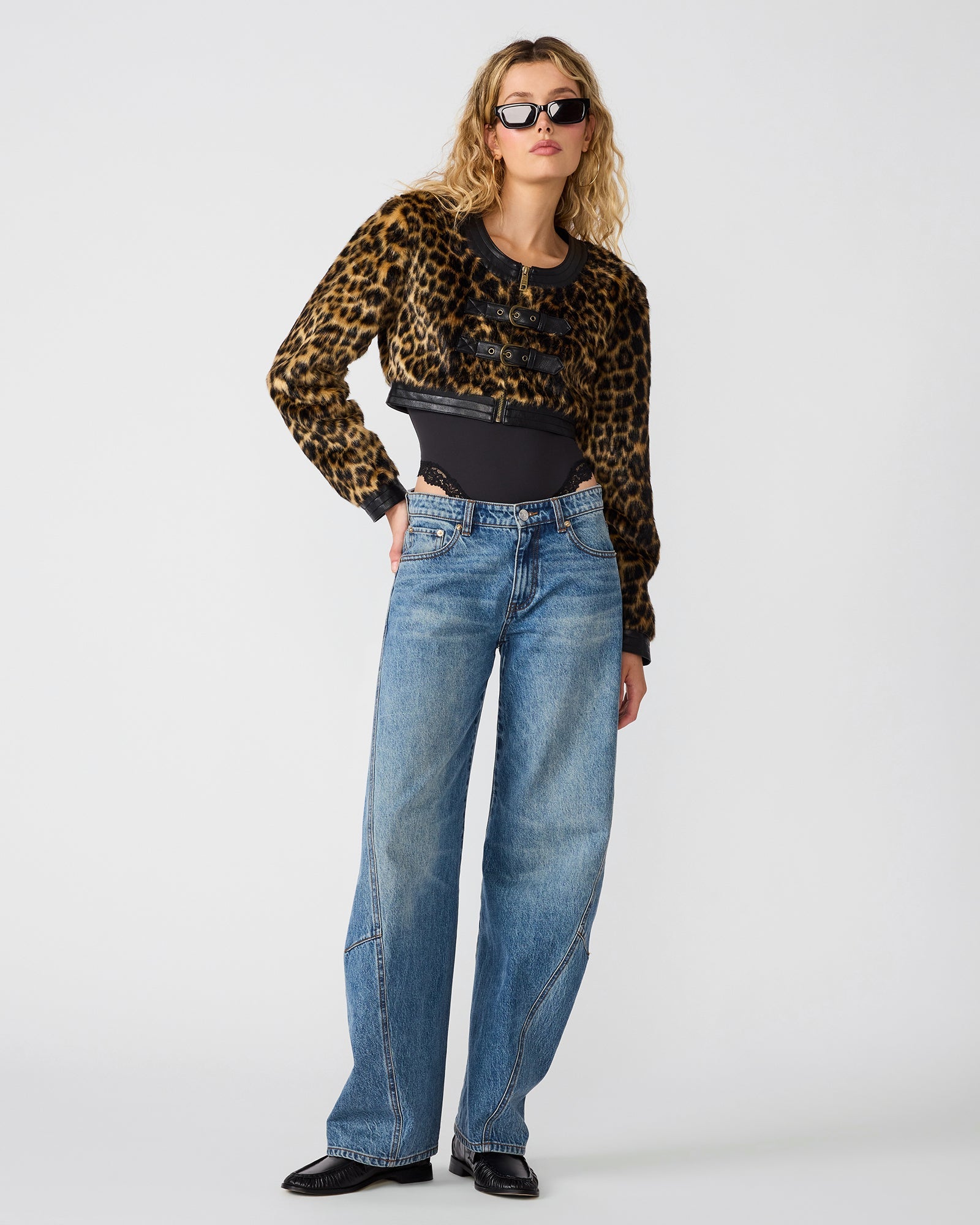 FELICITEY Leopard Faux Fur Cropped Women's Jacket | Steve Madden