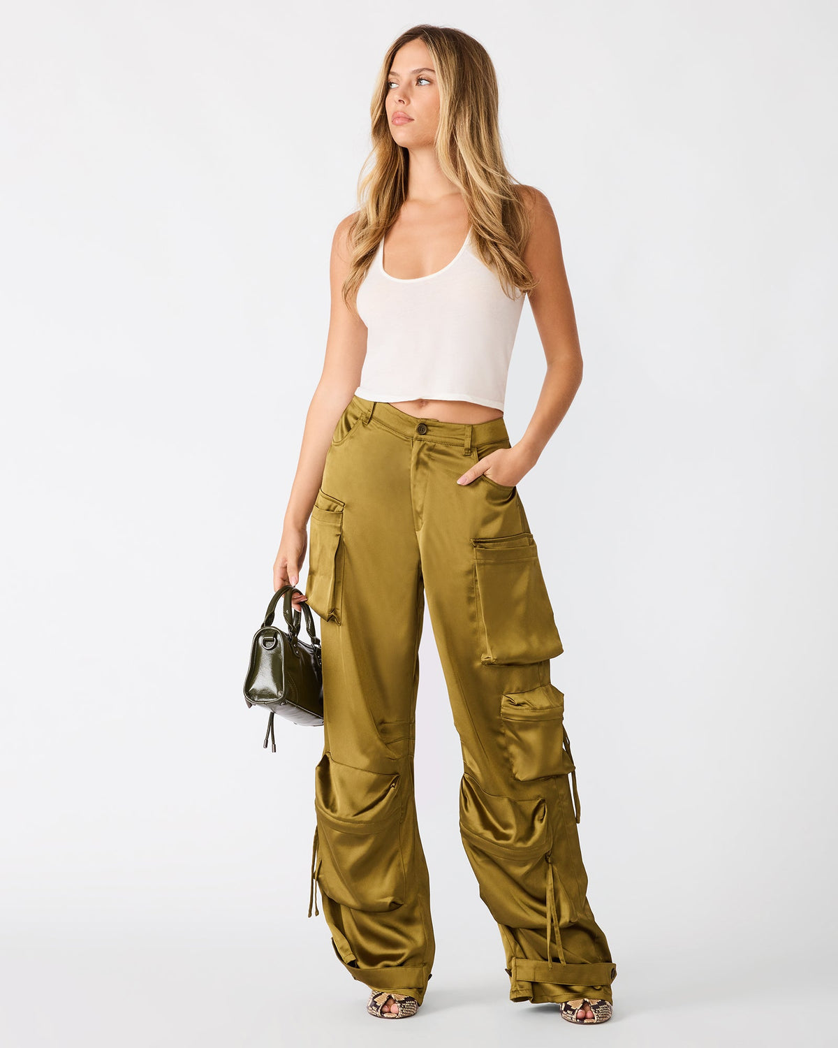 DUO PANT Fir Green Women's Utility Cargo Pants | Steve Madden