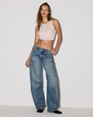 THE BLEECKER Imperial Blue Low-Rise Barrel Denim Women's Jeans | Steve Madden