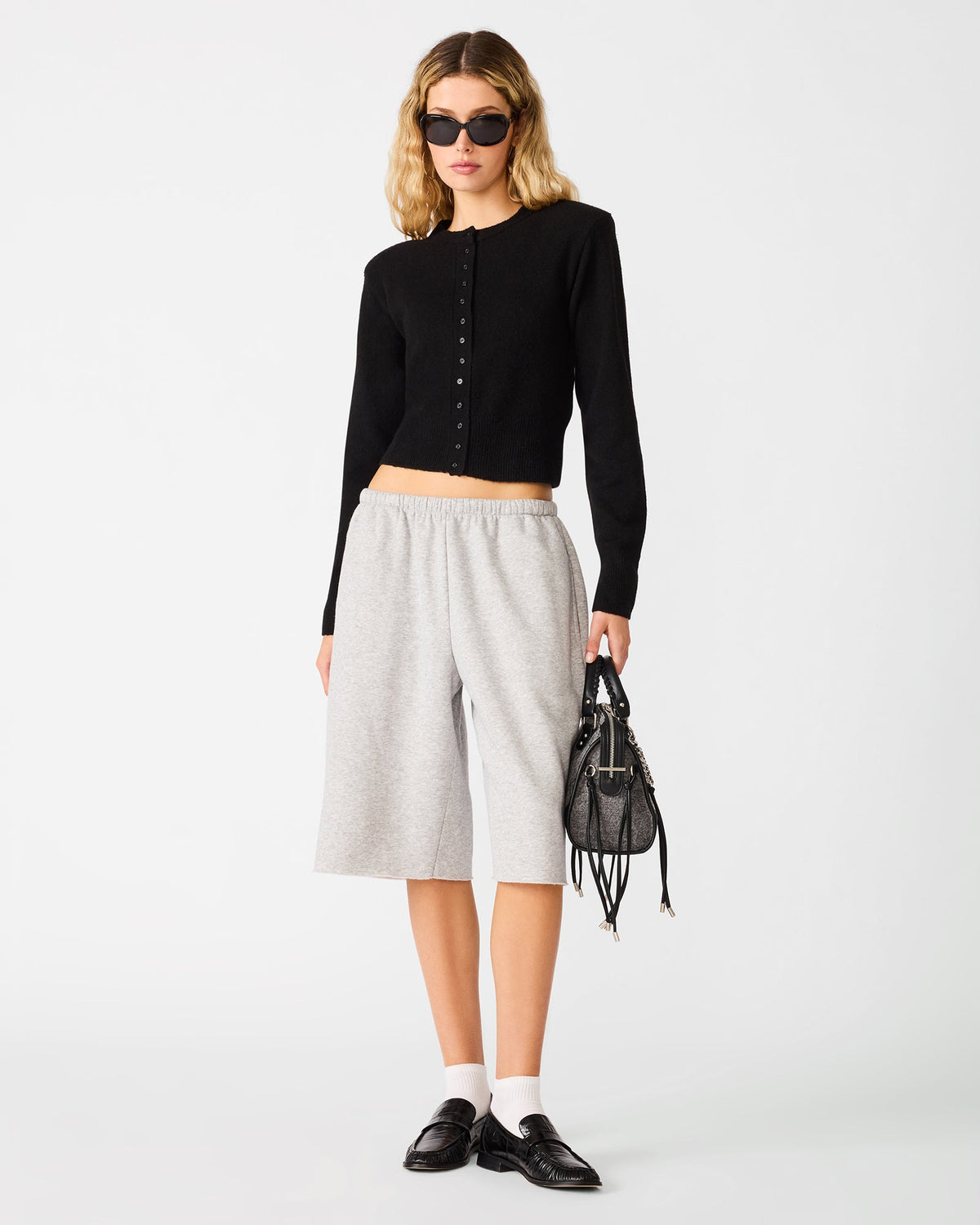FLEECE Light Heather Grey Bottoms Women's Sweat Shorts | Steve Madden
