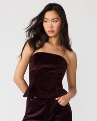 DAWNETTE Deep Fig Strapless Peplum Set Women's Top | Steve Madden
