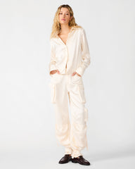 MARE Cream Slim Button Down Long Sleeve Women's Top | Steve Madden
