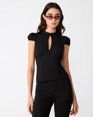 KEYHOLE Black Cut-Out Women's Top | Steve Madden