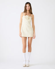 PEONY Pristine Ivory Mini Denim Polka Dot Women's Dress | Steve Madden