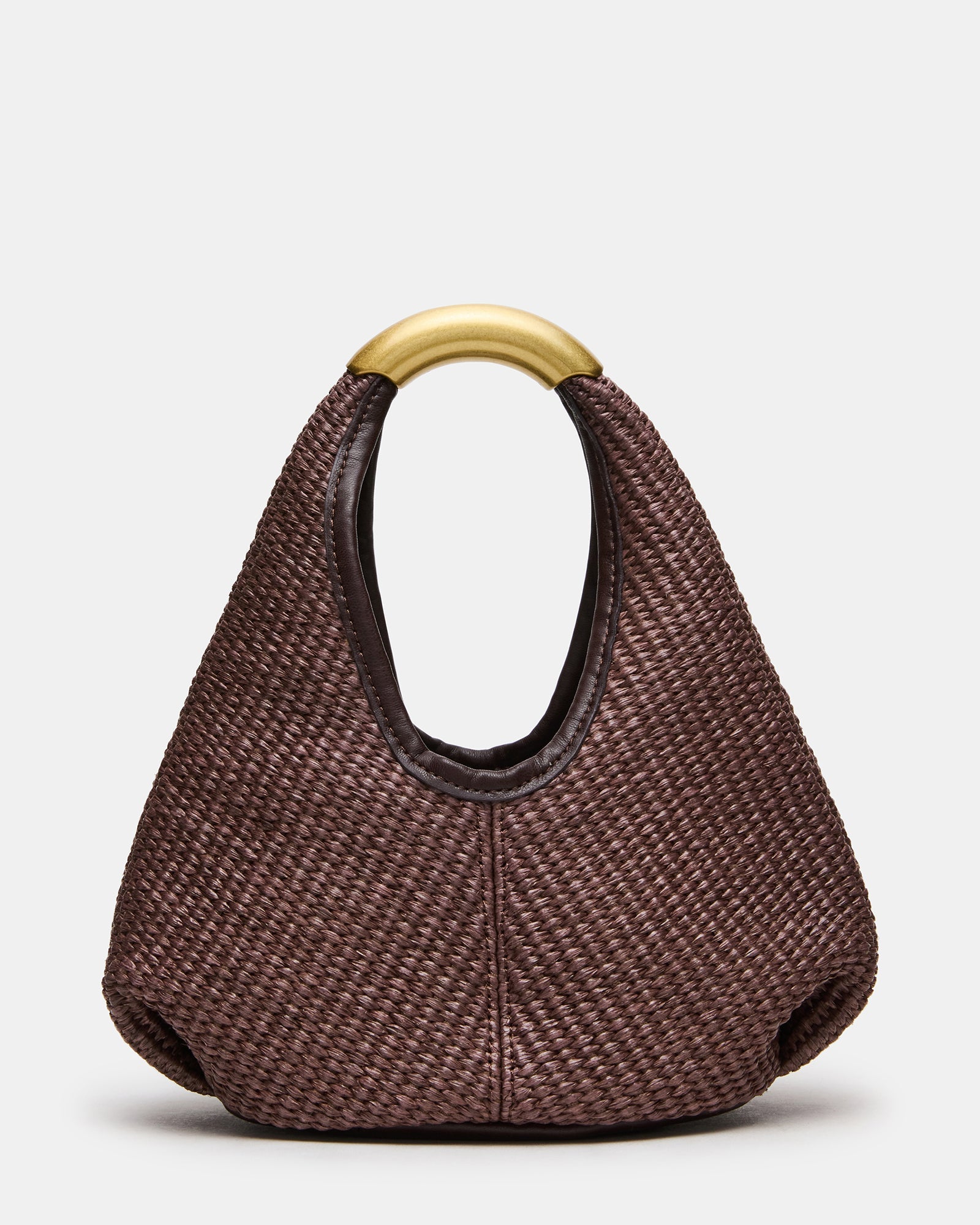 ALANI Chocolate Raffia Metal Top Handle Handbag | Steve Madden