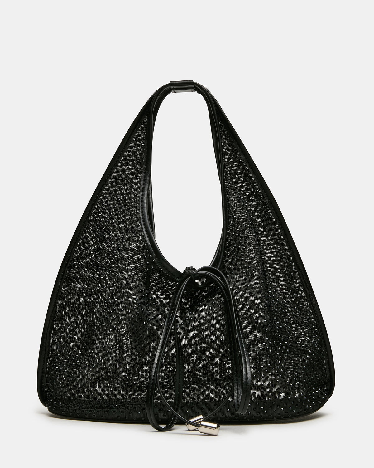 ANDRE BAG Black Rhinestone Mesh Bow Sheer Top Handle Handbag | Steve Madden