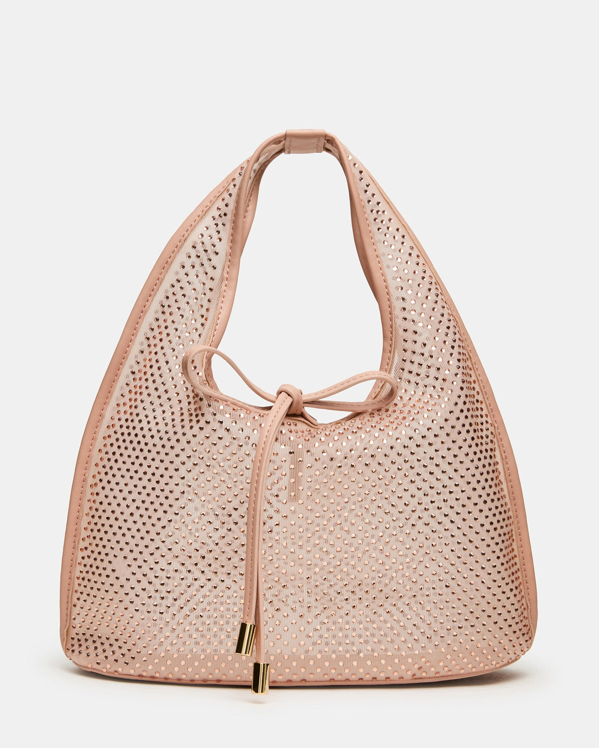 ANDRE Blush Rhinestone Mesh Bow Sheer Top Handle Handbag | Steve Madden