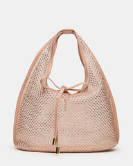 ANDRE Blush Rhinestone Mesh Bow Sheer Top Handle Handbag | Steve Madden