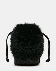 ARLA Black Faux Fur Charms Crossbody Pouch Handbag | Steve Madden