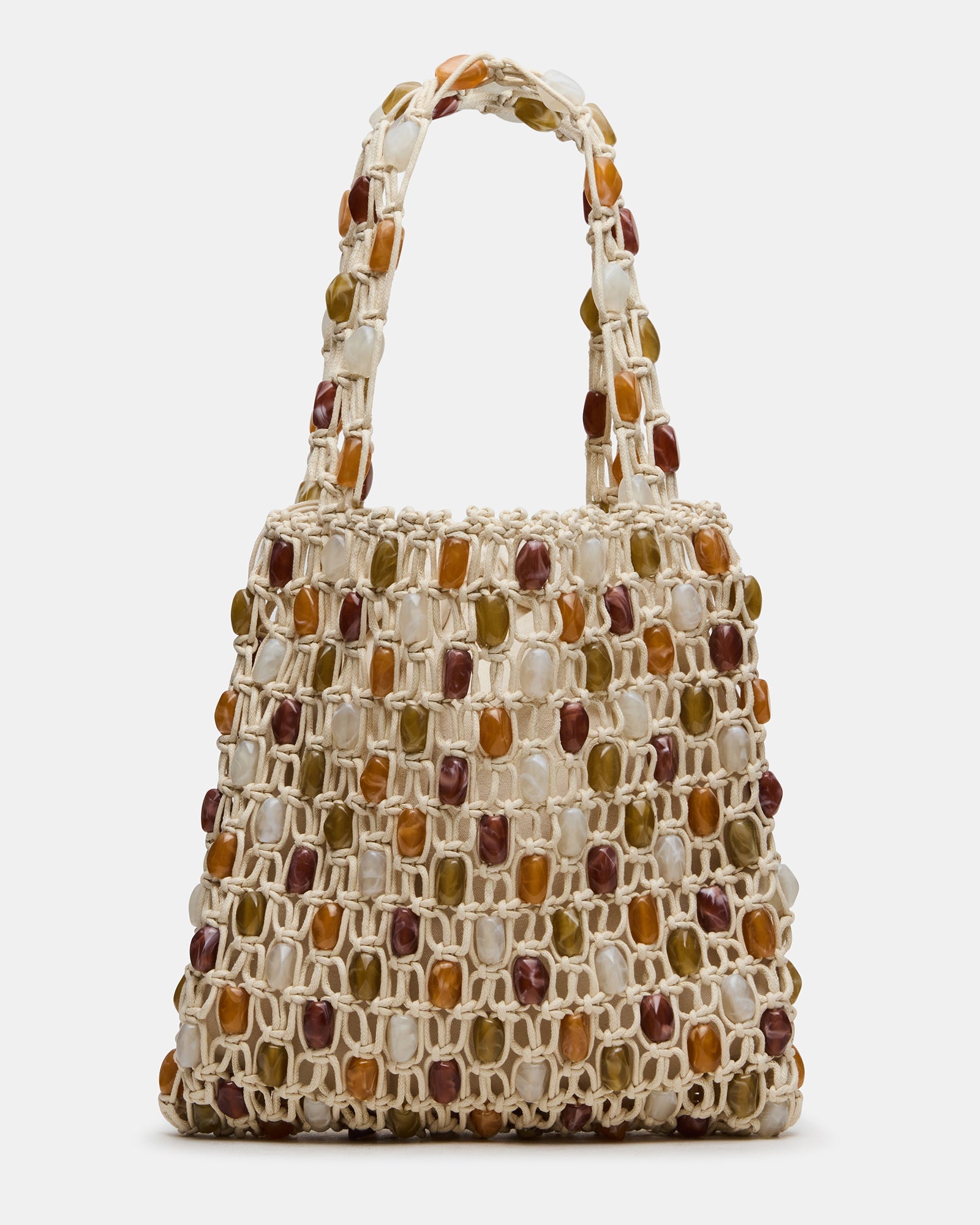CLARISA Multi Crochet Beaded Drawstring Shoulder Handbag | Steve Madden