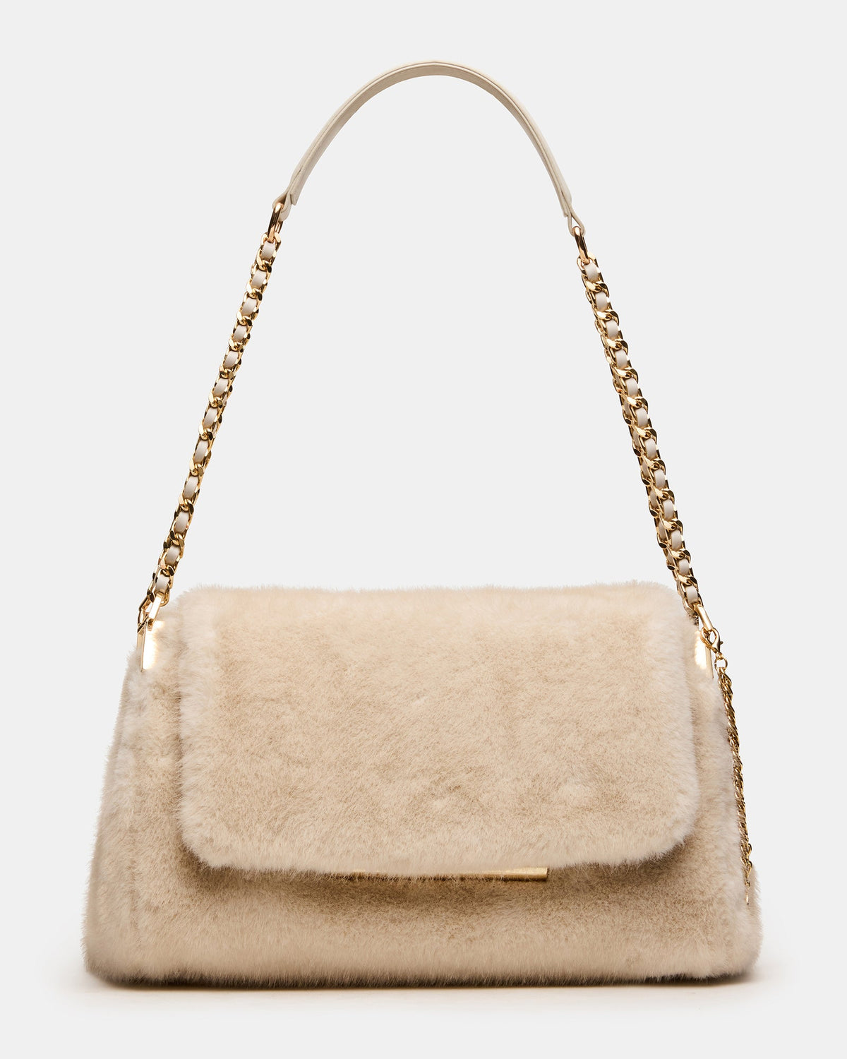 COLETTE Faux Fur Natural Quilted Chain Shoulder Handbag | Steve Madden