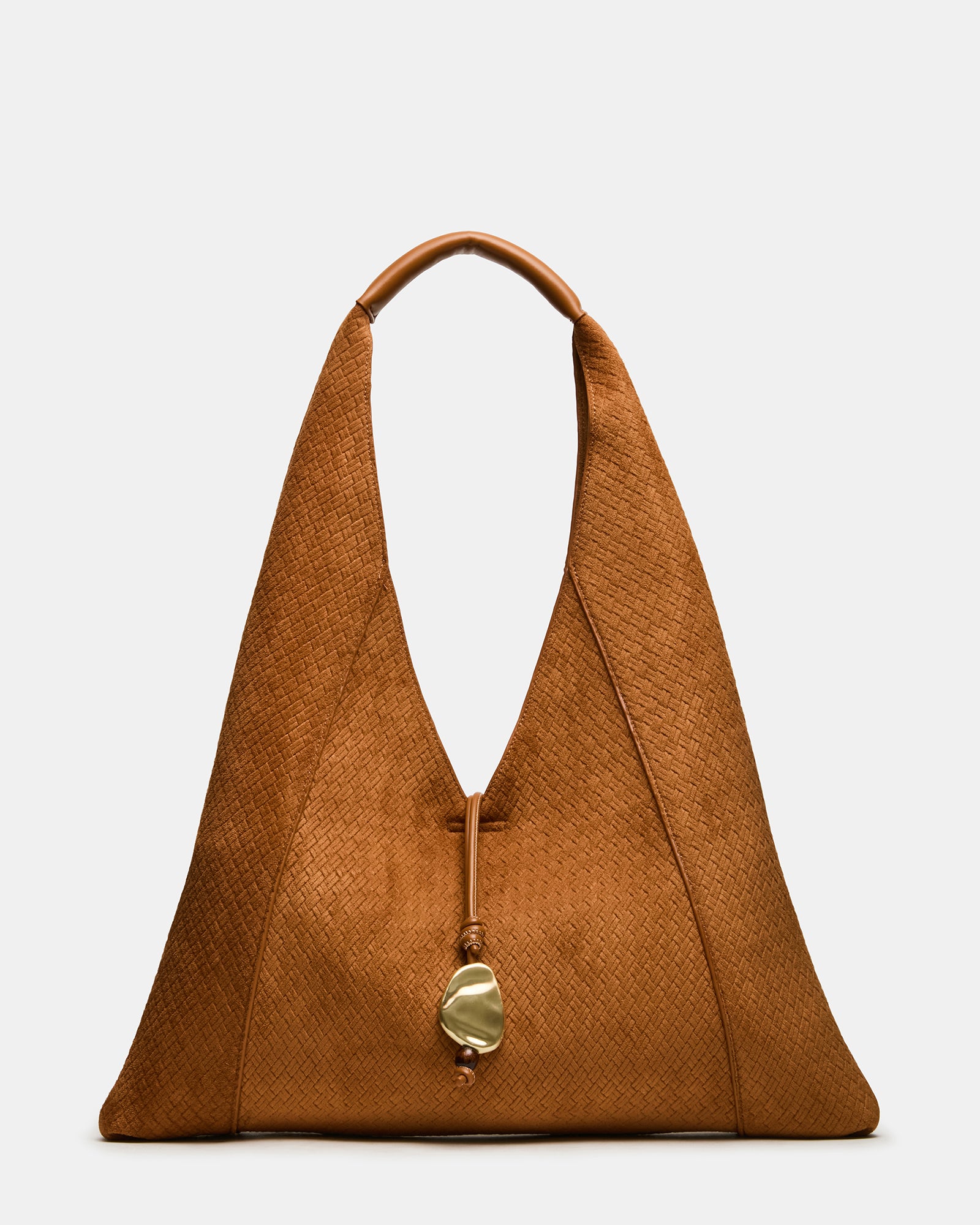 DARI Tobacco Hobo Microsuede Ornament Tote Handbag | Steve Madden