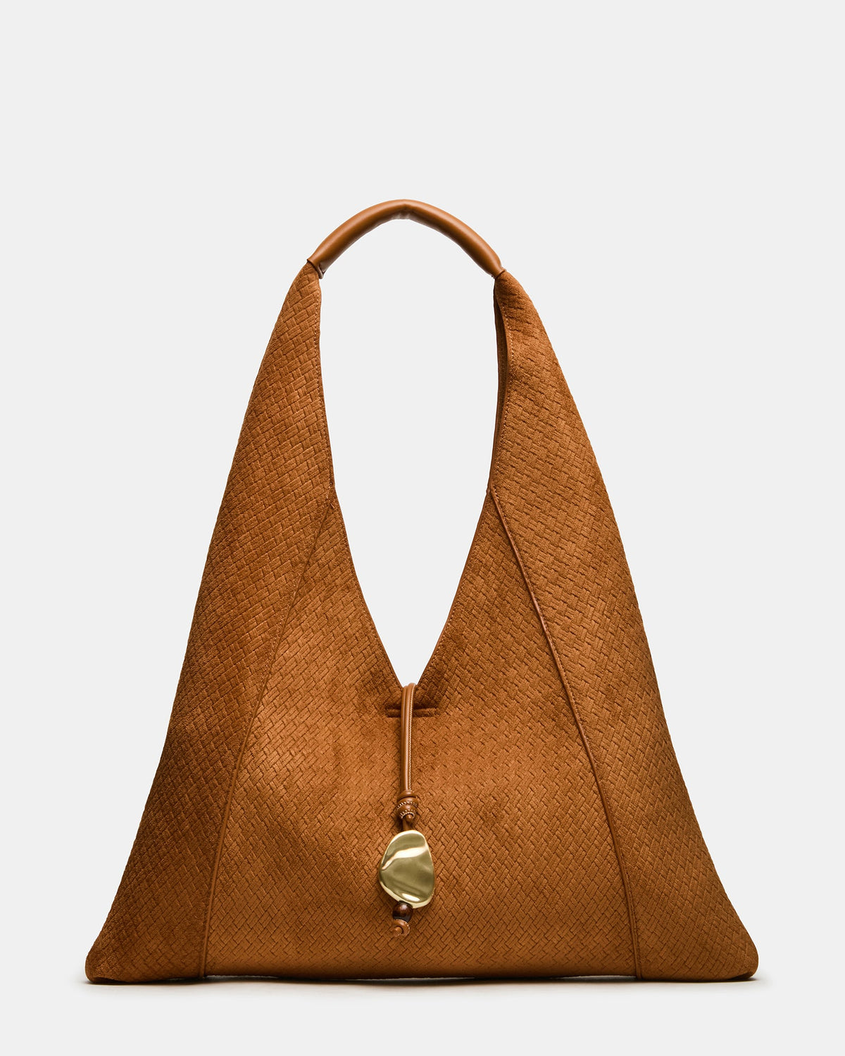 DARI Tobacco Hobo Microsuede Ornament Tote Handbag | Steve Madden