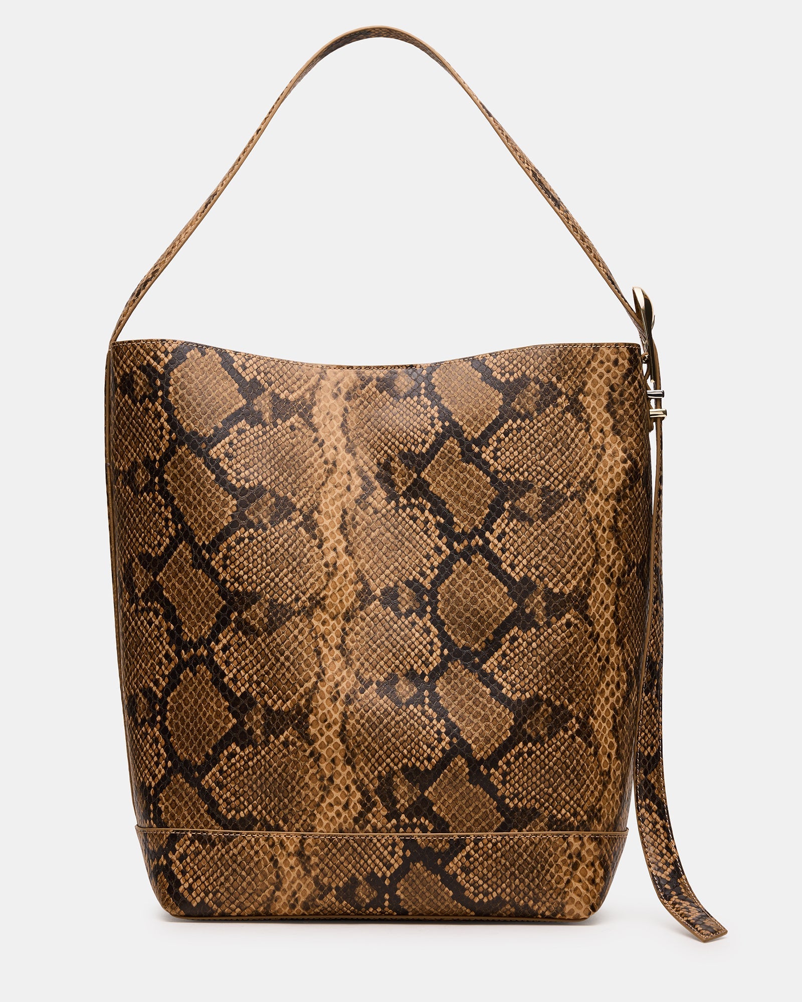 DENISE Bag Brown Print Slouchy Hobo Shoulder Strap Bucket Tote Handbag | Steve Madden