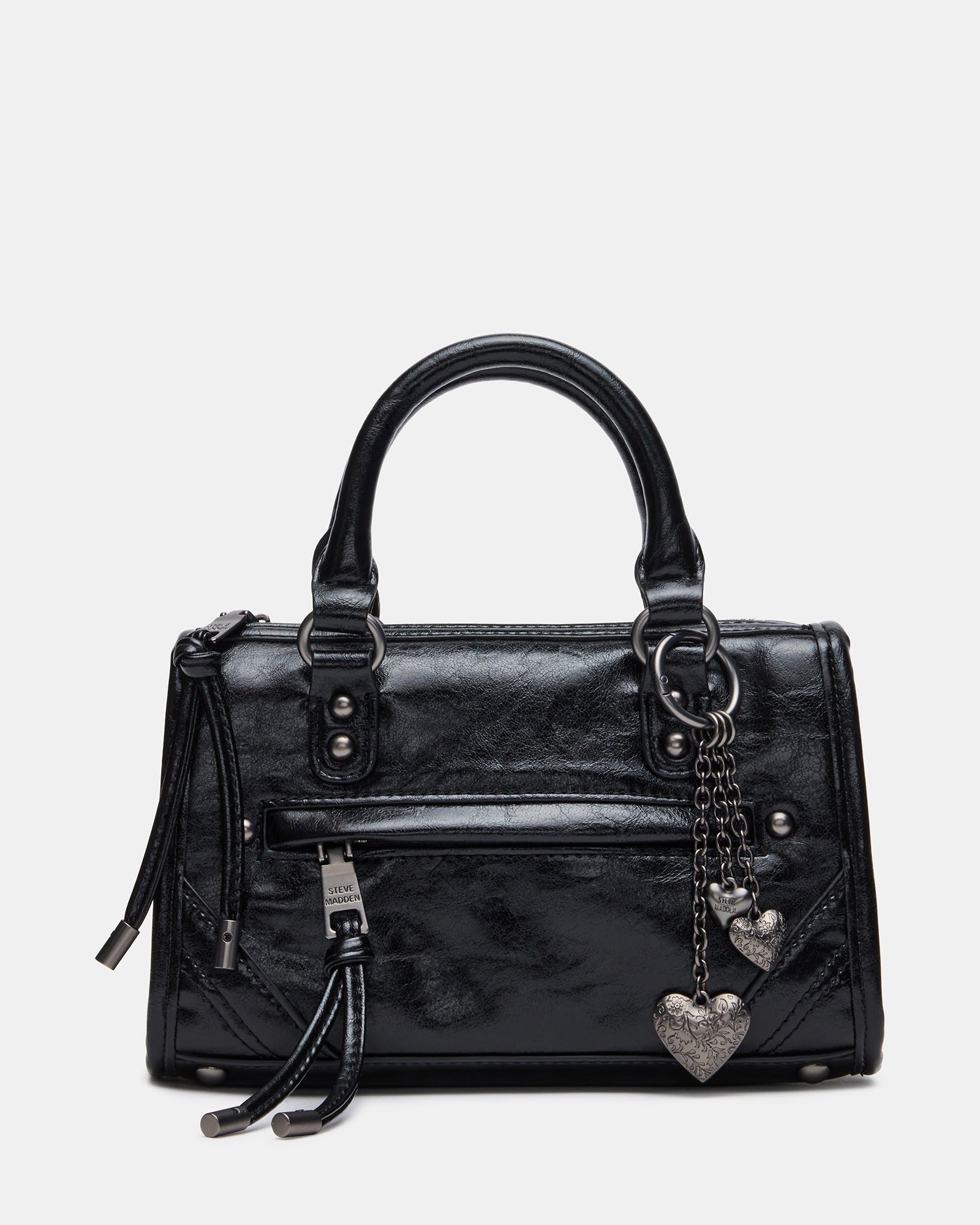 ELIDE Black Top Handle Satchel Crossbody Handbag | Steve Madden