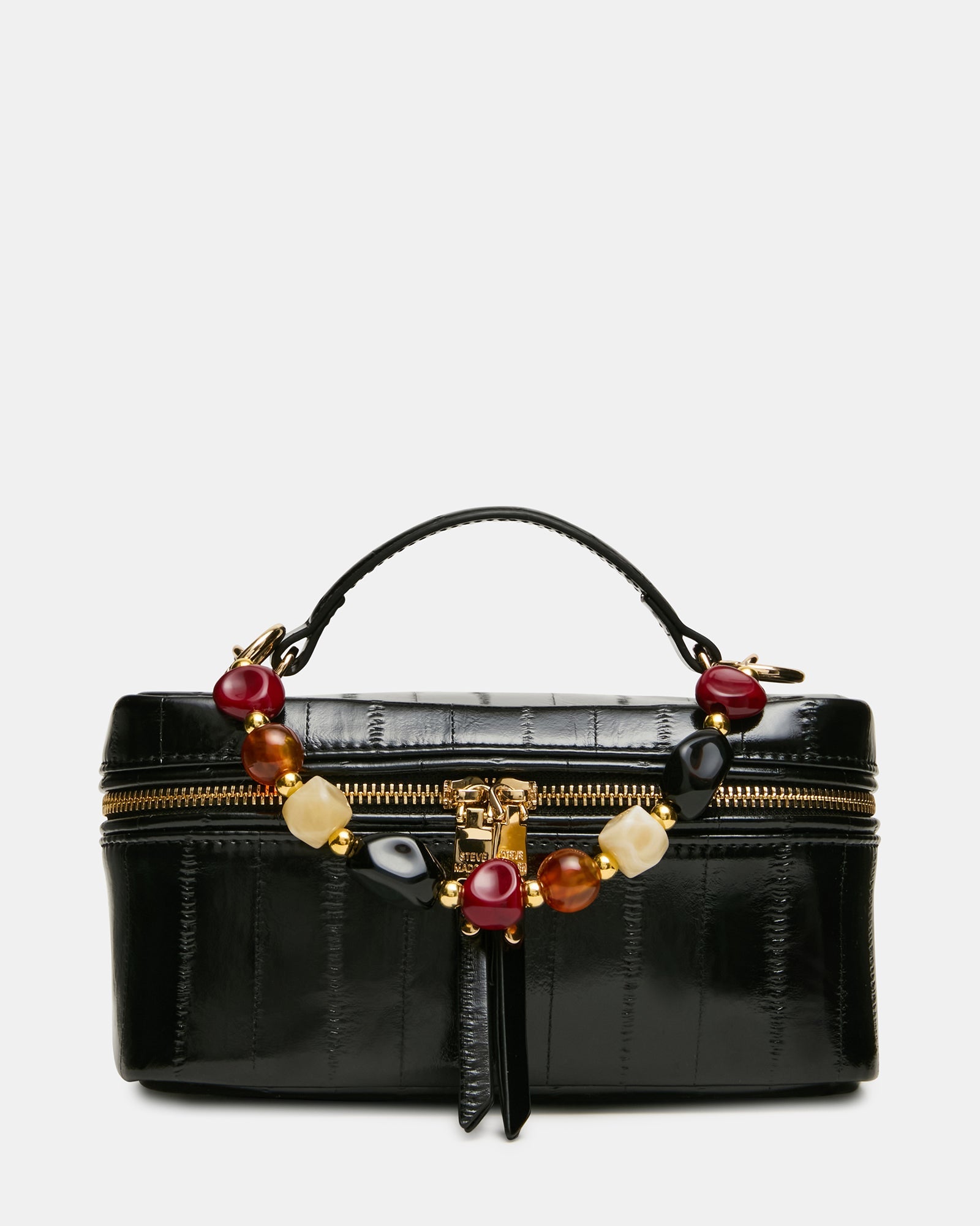 HERRA Black Eel Beaded Top Handle Vanity Case Crossbody Handbag | Steve Madden