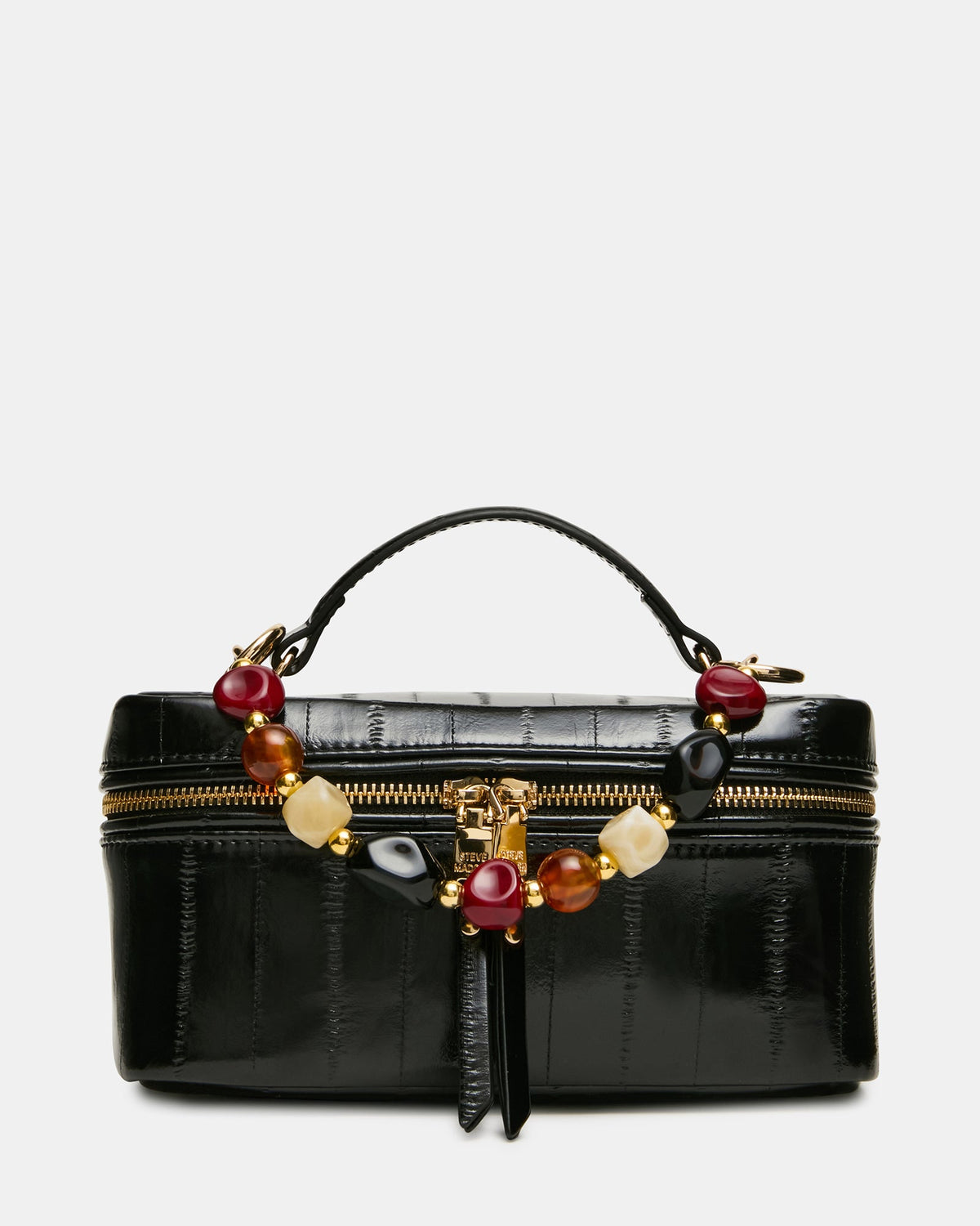 HERRA Black Eel Beaded Top Handle Vanity Case Crossbody Handbag | Steve Madden