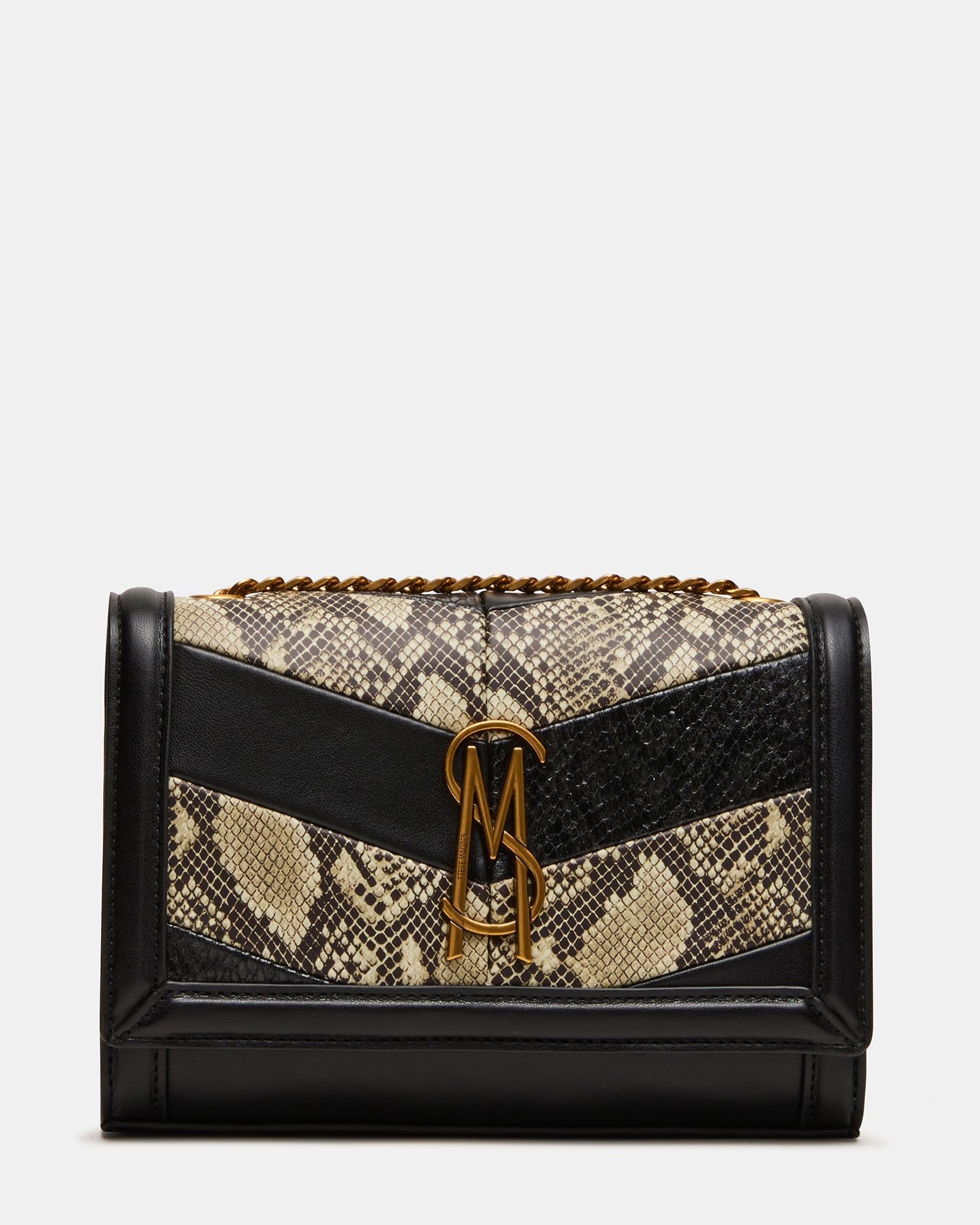 LARISAL Black/Multi Chain Crossbody Shoulder Strap Handbag | Steve Madden