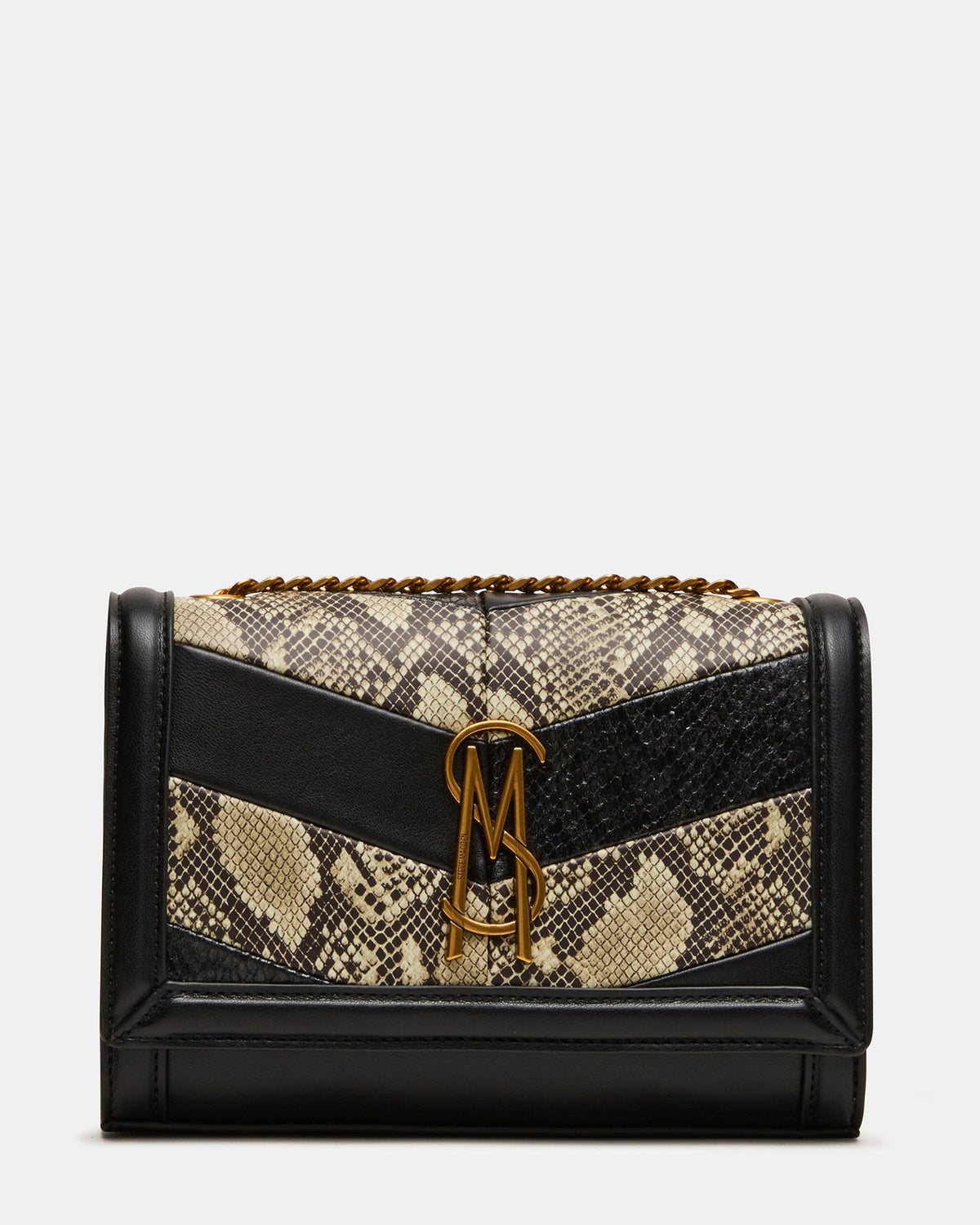 LARISAL Black/Multi Chain Crossbody Shoulder Strap Handbag | Steve Madden