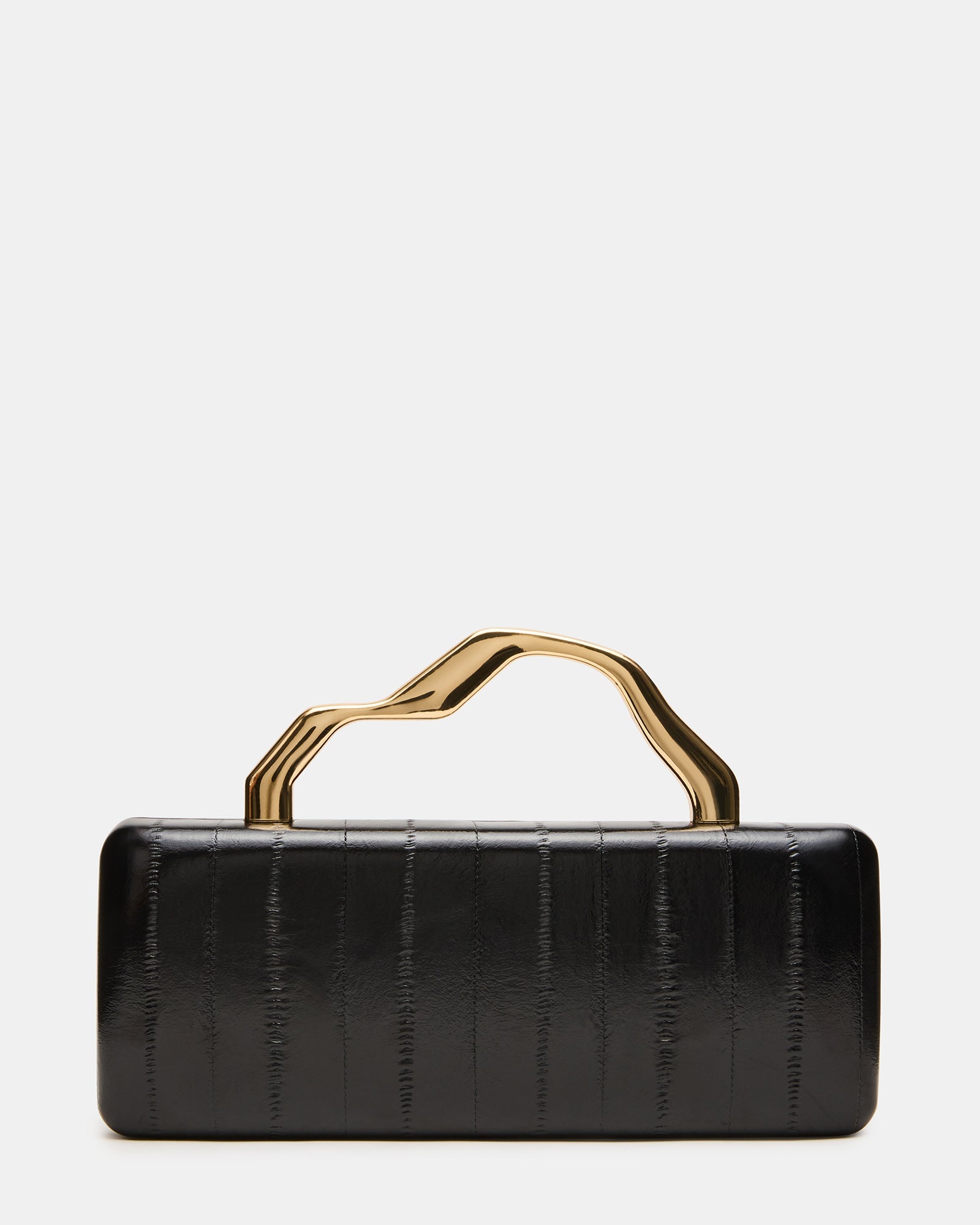 LEENA Bag Black Eel Wavy Metal Clutch Handbag | Steve Madden