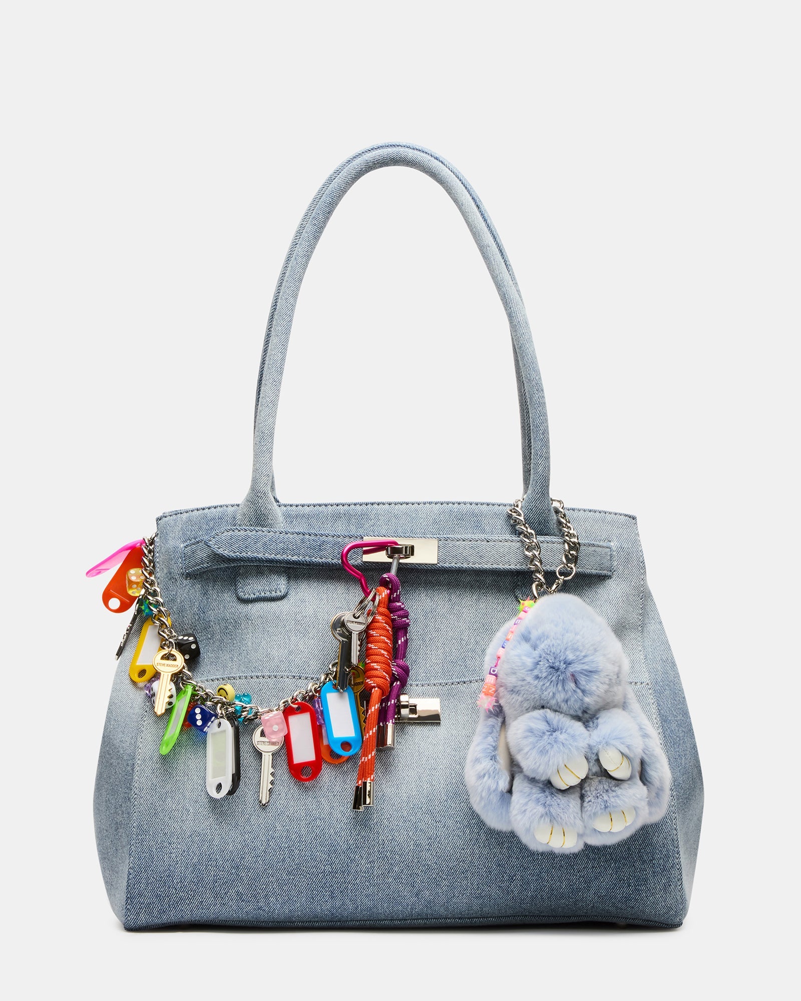 LEILANI Denim Charms Expandable Tote Handbag | Steve Madden