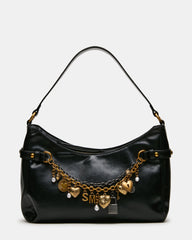 LIANNA Black Slouchy Bag Charms Shoulder Handbag | Steve Madden
