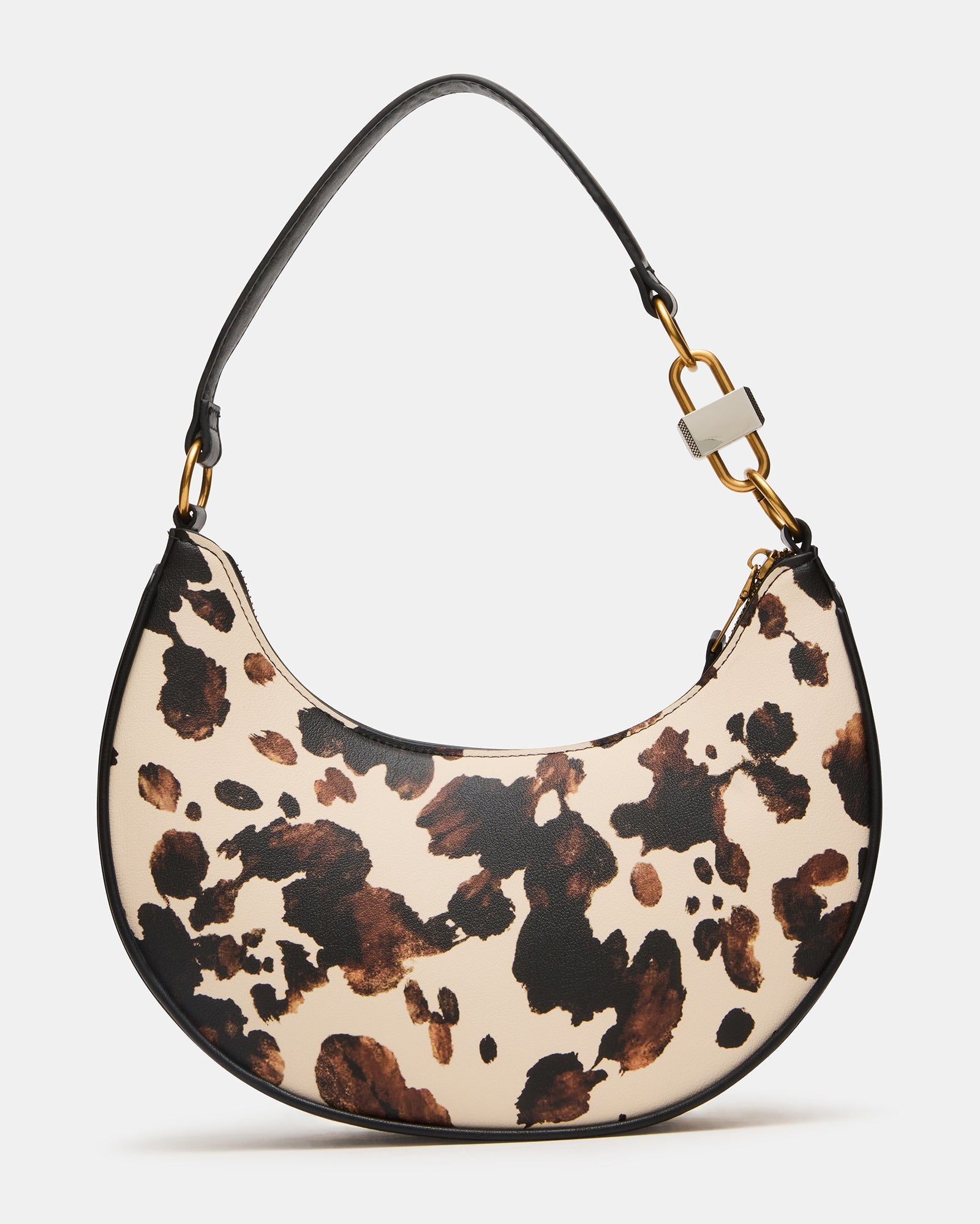 LOHAN Bag Brown Print Structured Hobo Shoulder Handbag | Steve Madden