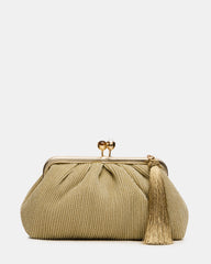 MARISOL Gold Plisse Kiss-Lock Crossbody Clutch Handbag | Steve Madden