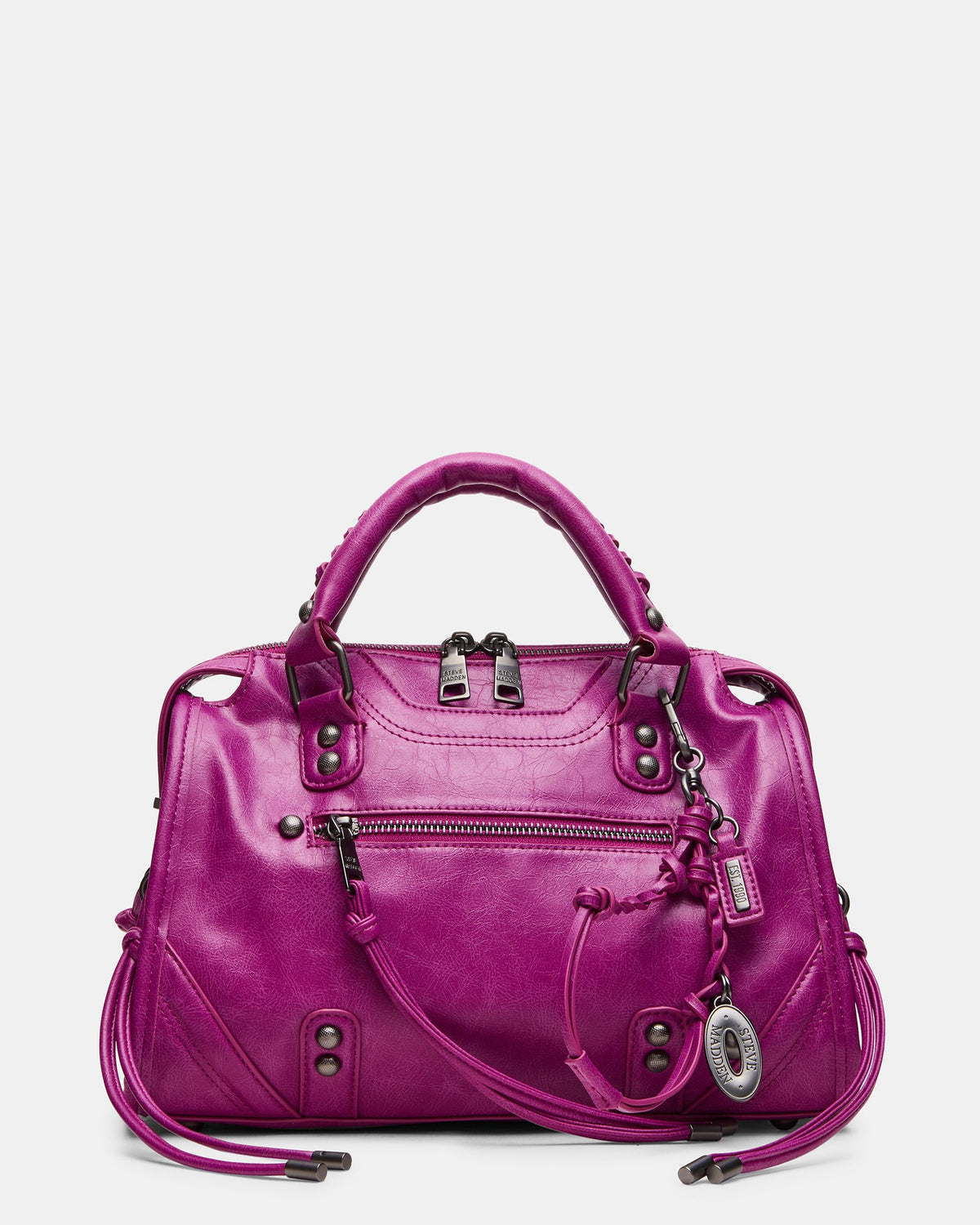 RIGGS Fuchsia Slouchy Top-Handle Crossbody Satchel Handbag | Steve Madden