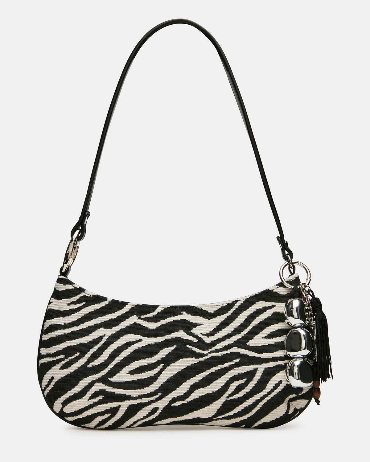 SABINE Zebra Animal Print Tassel Shoulder Bag Handbag | Steve Madden