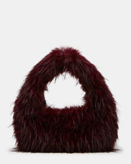 SAGA Bag Dark Cherry Faux Fur Shoulder Handbag | Steve Madden