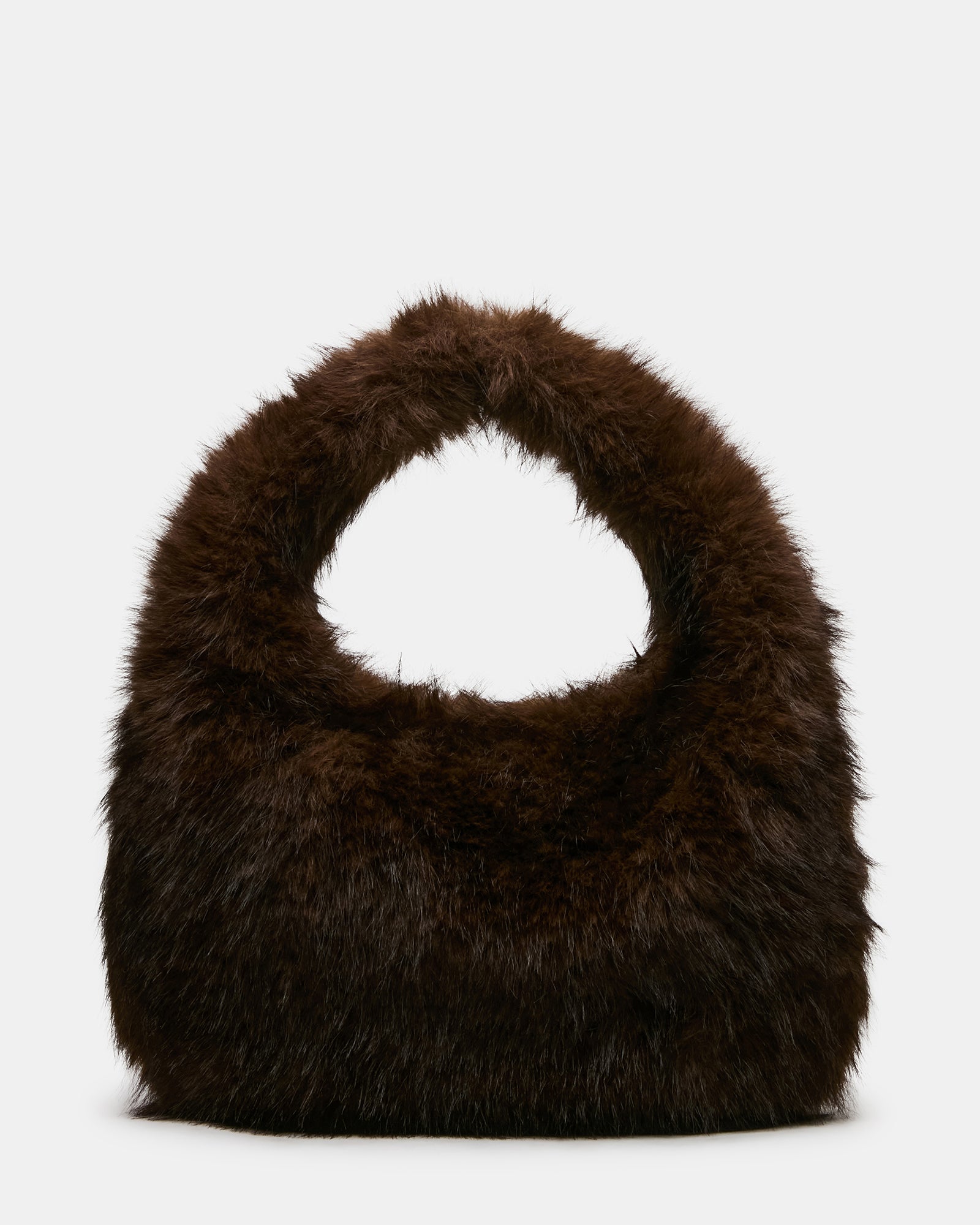 SAGA Brown Faux Fur Shoulder Handbag | Steve Madden