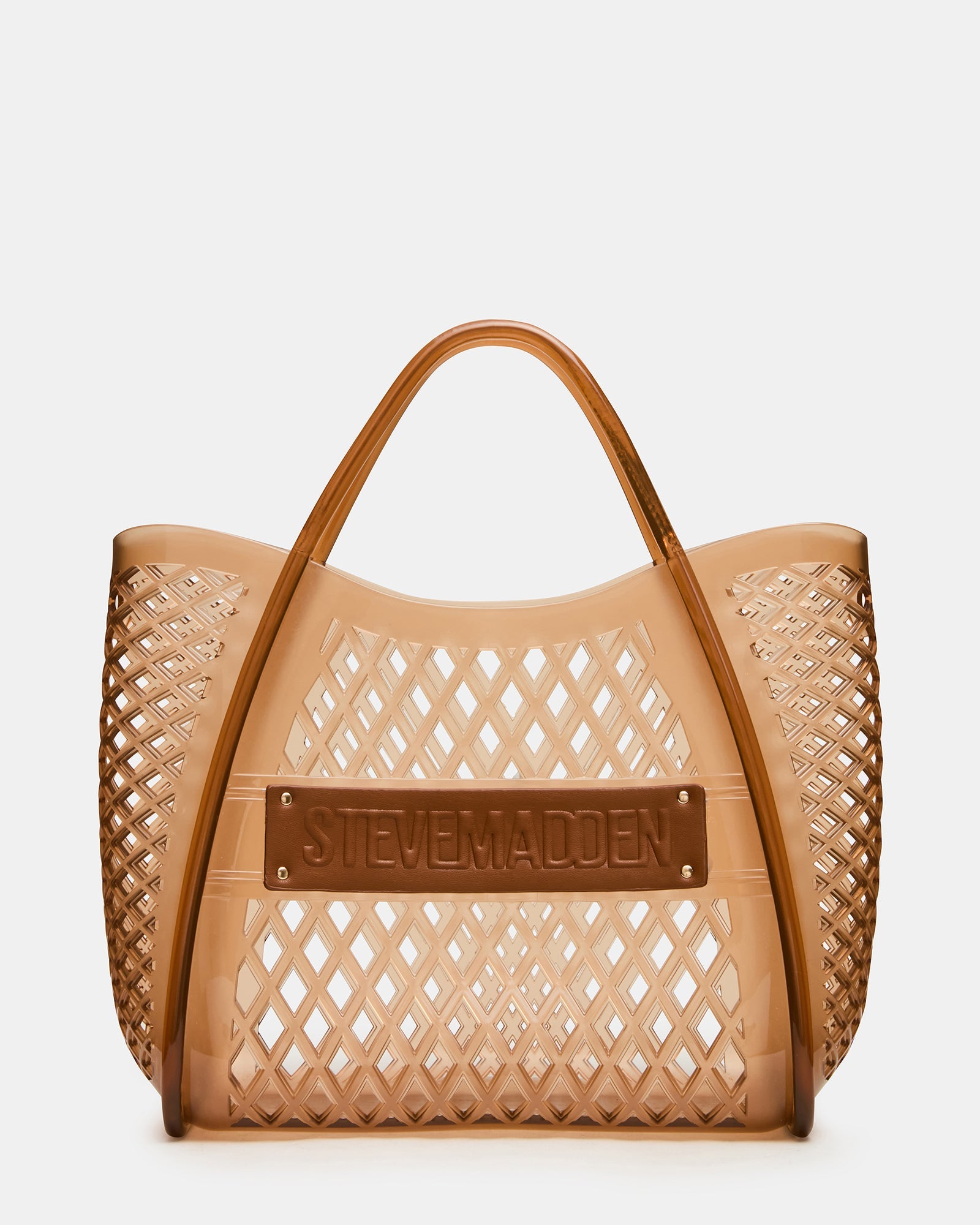 SUMMER Bag Tan Caged Jelly Top-Handle Tote Handbag | Steve Madden