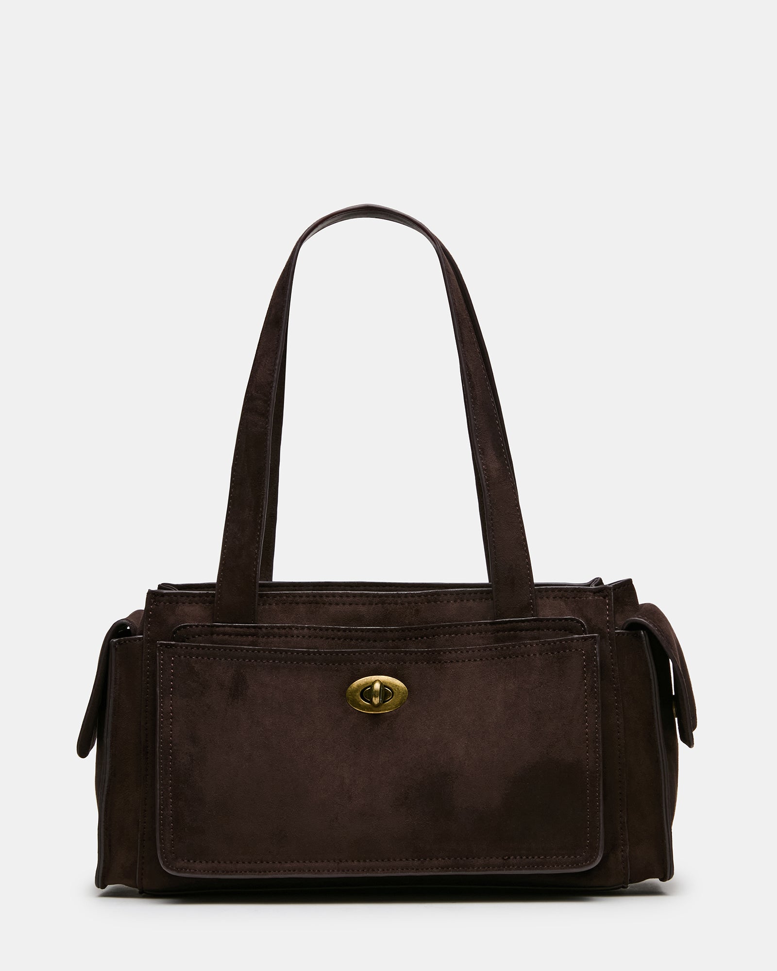 TARO Chocolate Structured Satchel Shoulder Handbag | Steve Madden