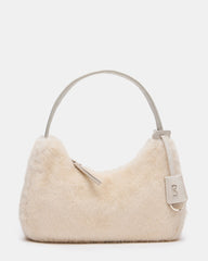 VALERIA Cream Faux Fur Charm Shoulder Handbag | Steve Madden