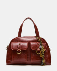 VELARIS Rust Cargo Satchel Charms Top Handle Handbag | Steve Madden