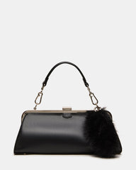 YARA Black Kiss-Lock Top Handle Crossbody Clutch | Steve Madden