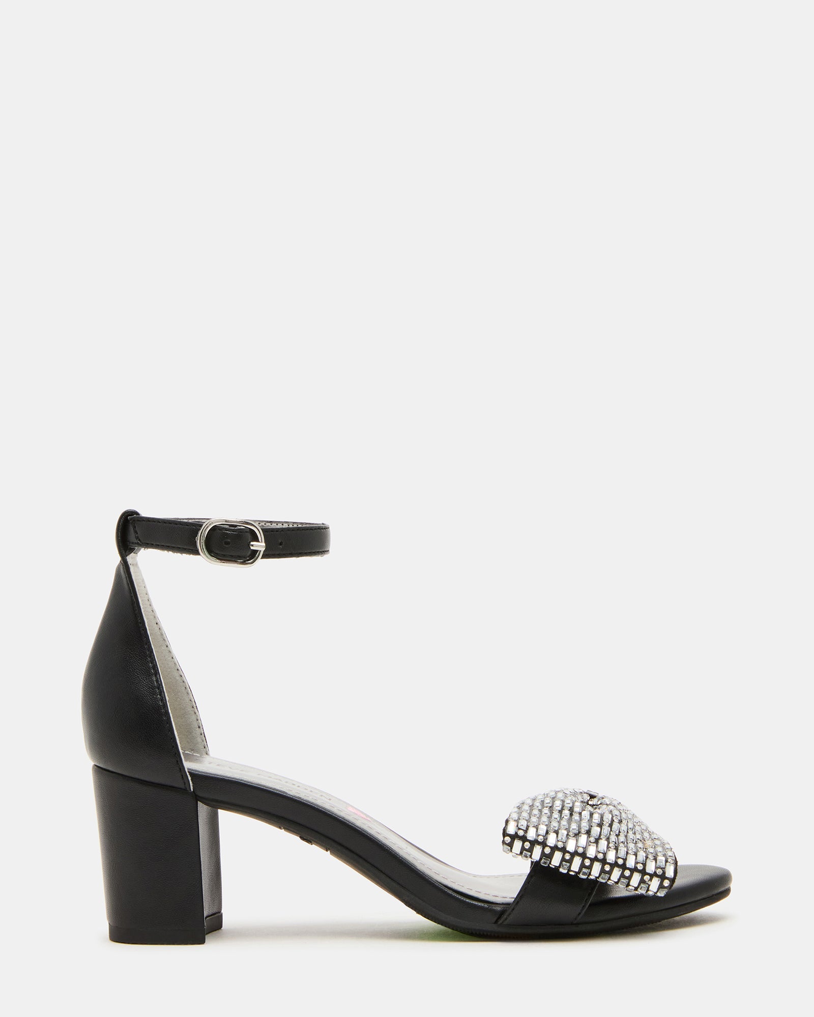 Kids' ABIGAL Black Rhinestone Embellised Block Heel Girls' Heel | Steve Madden