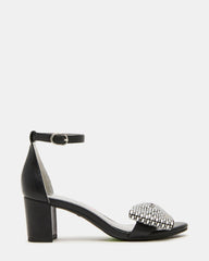 Kids' ABIGAL Black Rhinestone Embellised Block Heel Girls' Heel | Steve Madden