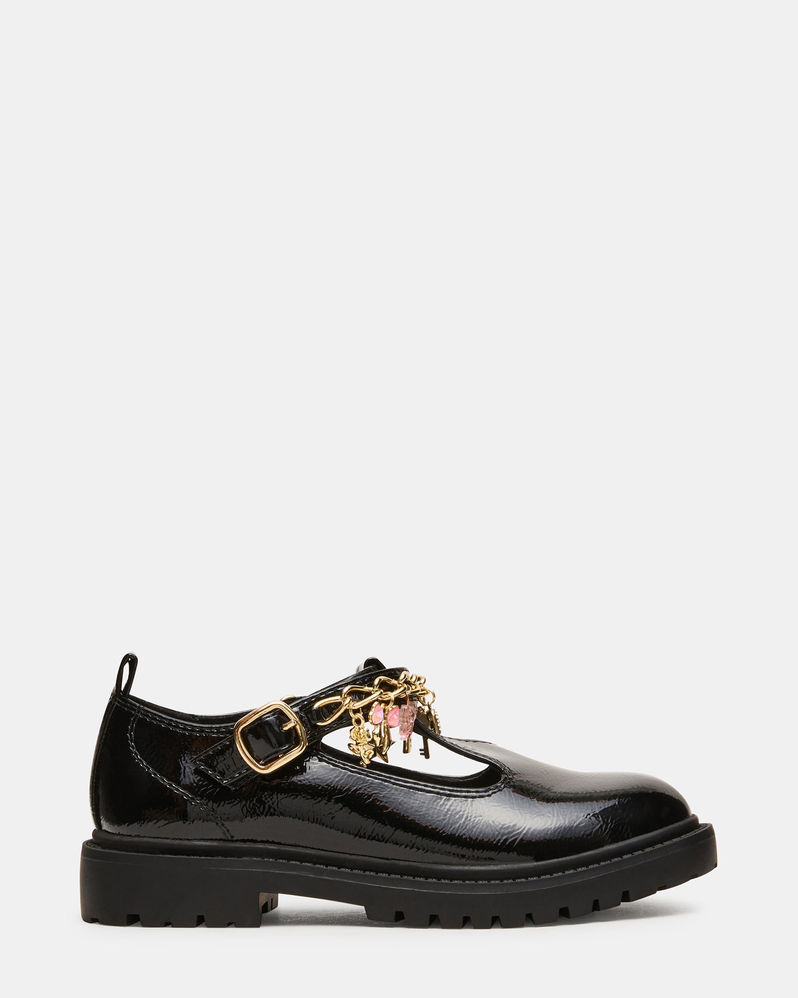 Kids' LUNDIN Black T-Strap Charms Girls' Loafer | Steve Madden
