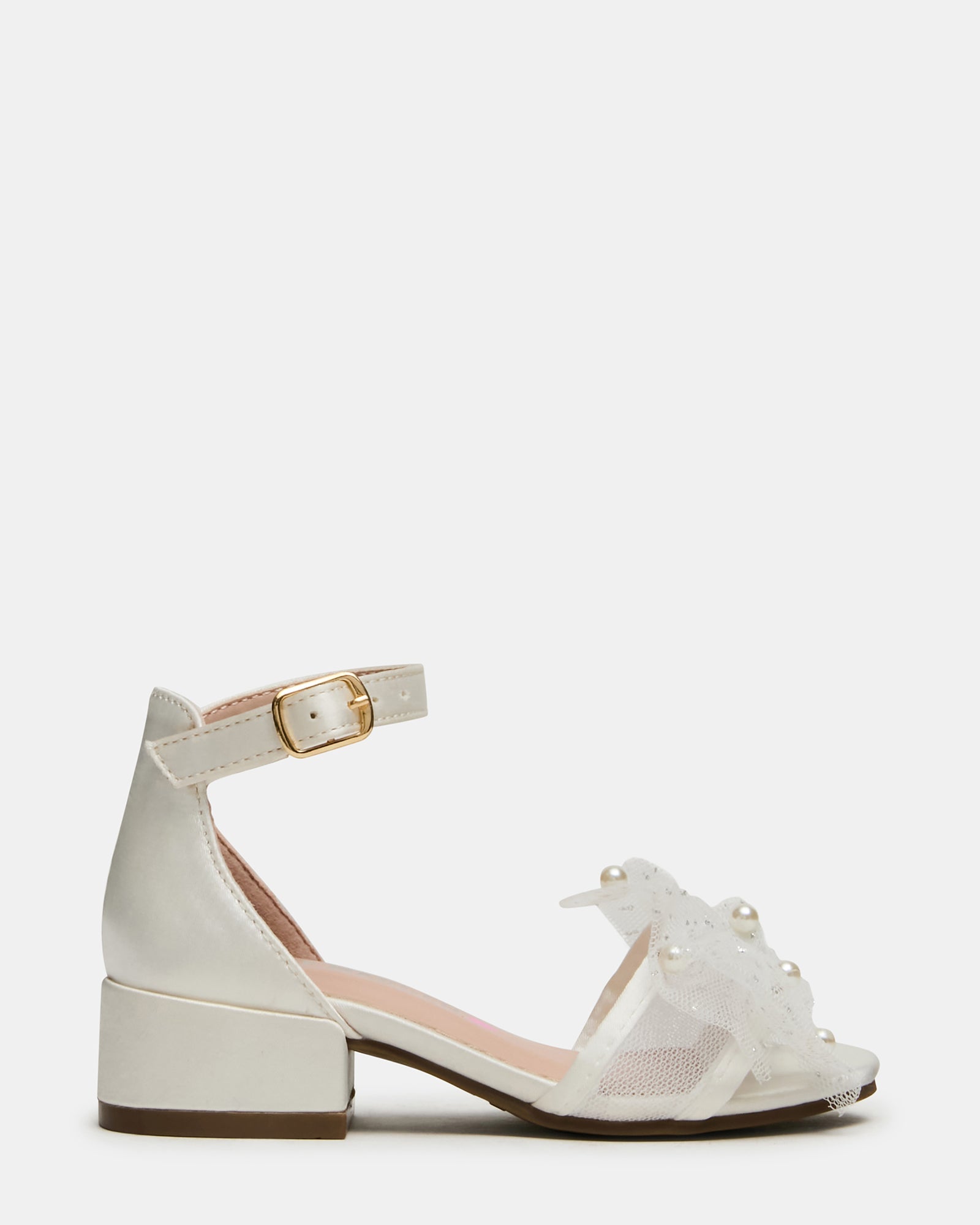 Toddlers' DEBRA White Mesh Block Heel Girls' Heel | Steve Madden