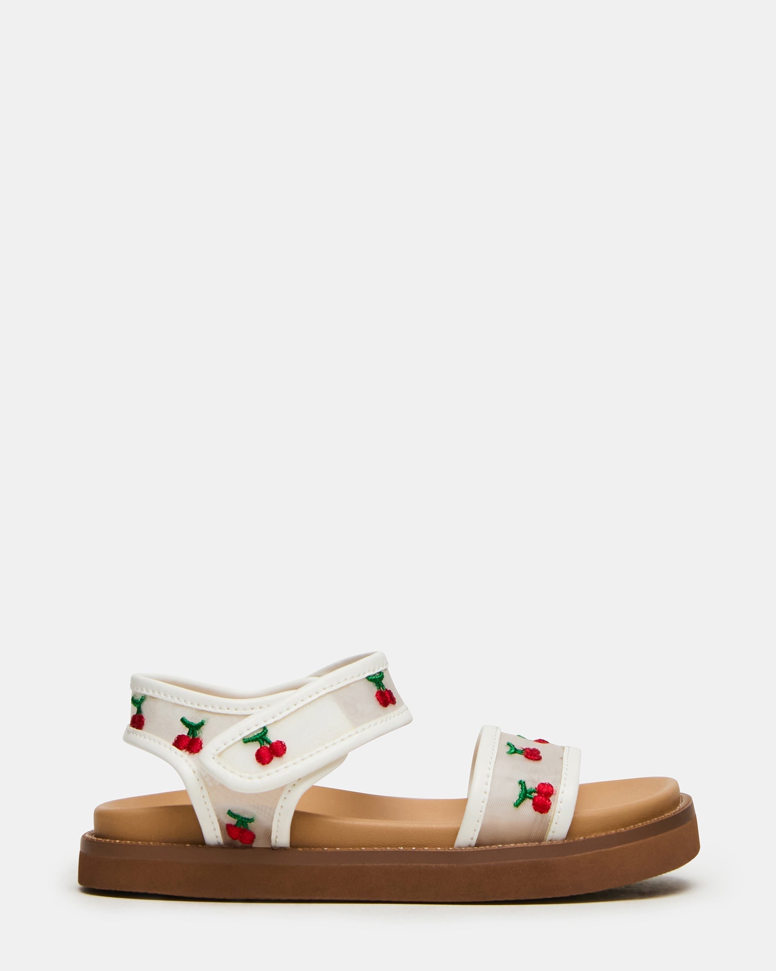 Toddlers' LYLA White Mesh Velcro Footbed Cherries Girls' Sandal | Steve Madden