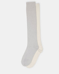 FALL 2 PACK MARLED KNEE HIGH SOCKS Light Grey Women's Marled Knee-High Socks | Steve Madden