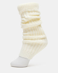 JAZZ LEGWARMERS Ivory Knit Ribbed Women's Legwarmer Socks | Steve Madden